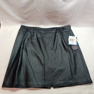 Vtg Jaclyn Smith Pencil Skirt Womens 18 Leather Lambskin Black Lined Zip NWT